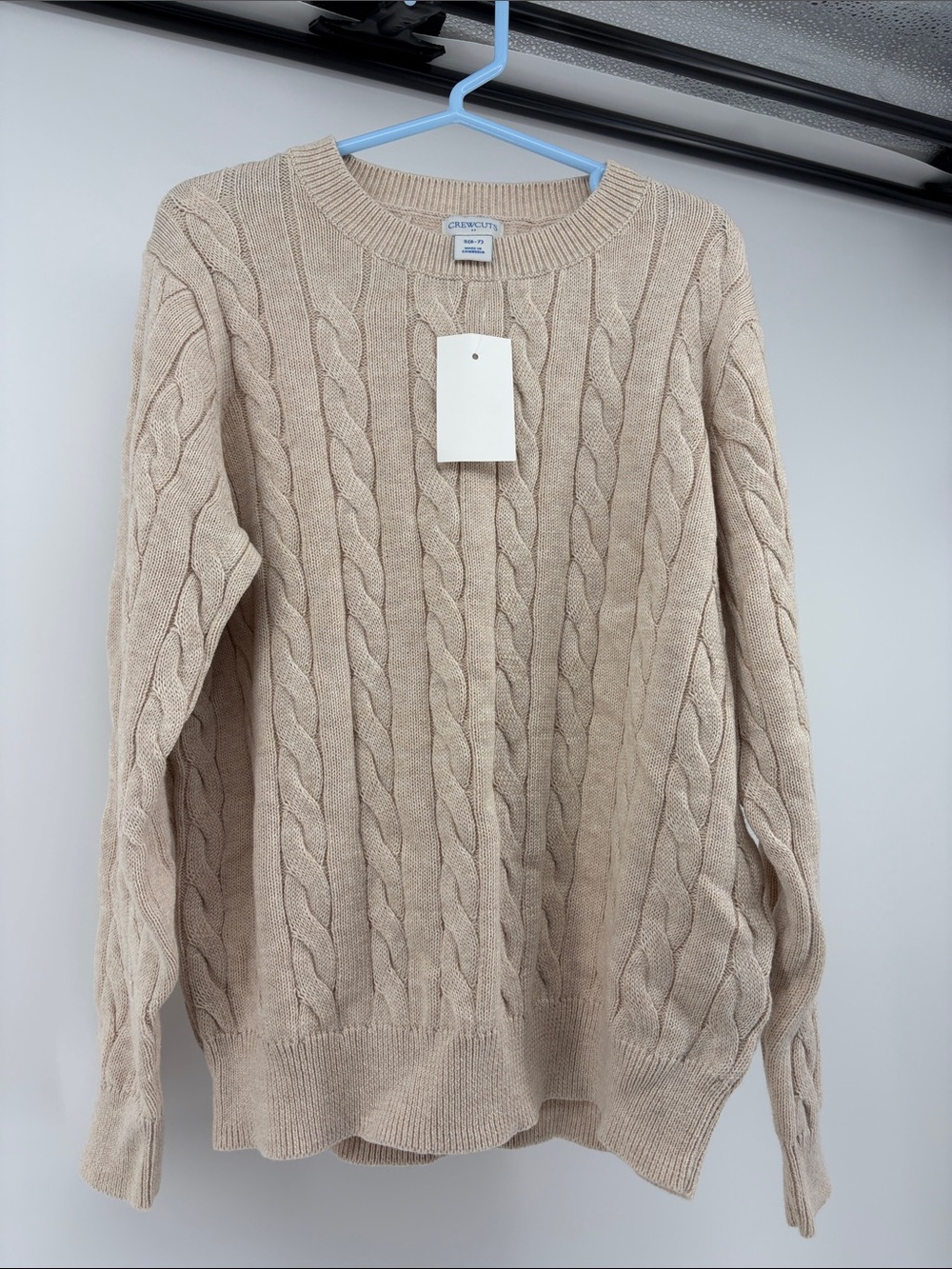 Crewcuts Boys/Girls Cable Knit Sweater Beige Crewneck Pullover- S (6-7)- NWT